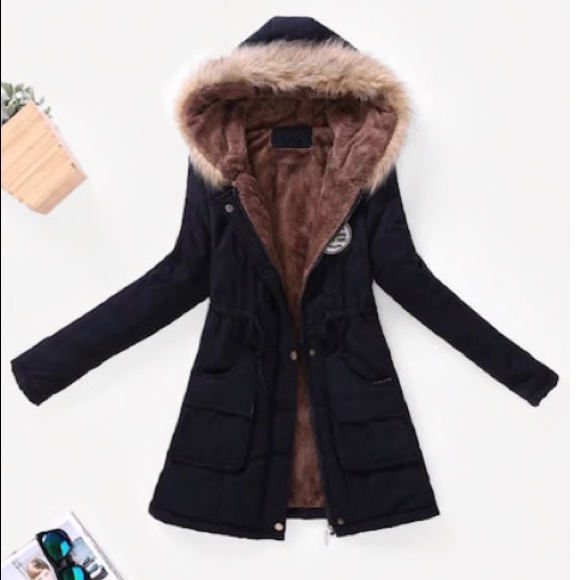 SHEIN Jackets & Blazers - Winter Jacket with Faux Fur Hood